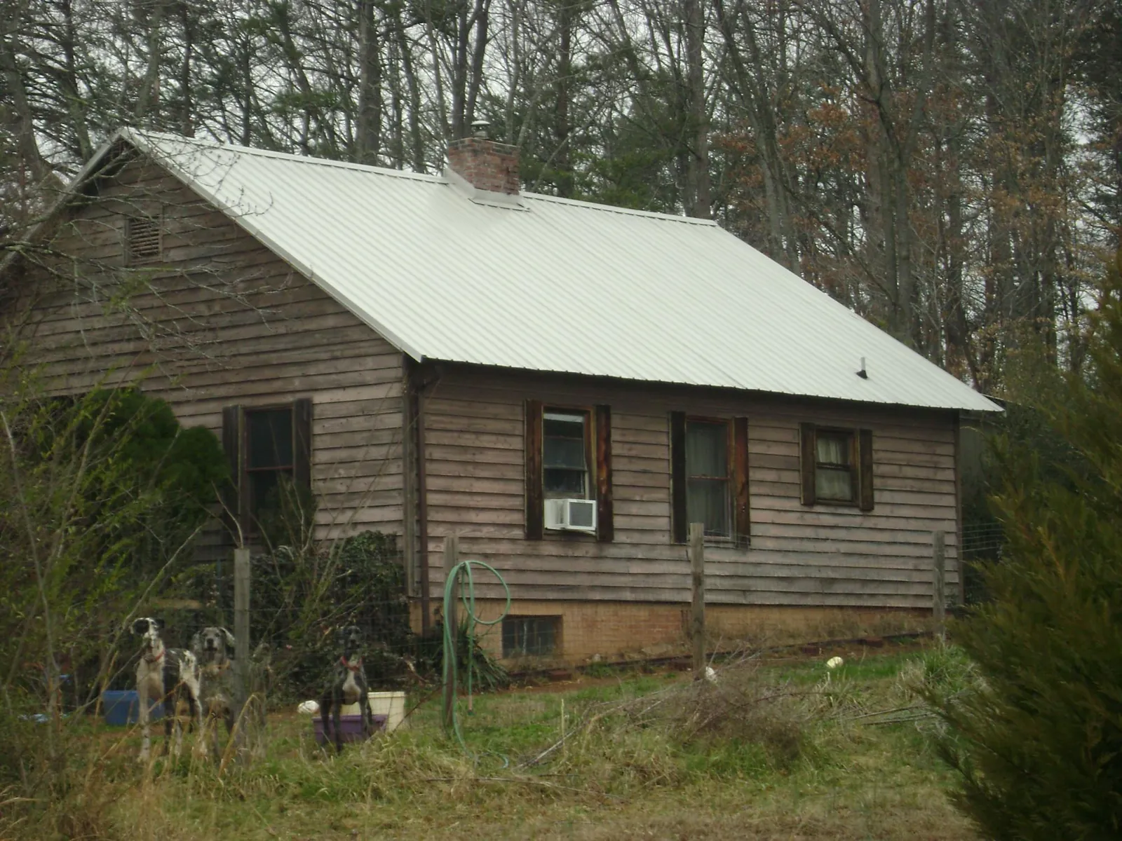 White metal roof on an old wood sided farmhouse, from a Metal Roof Installation job in Mackay